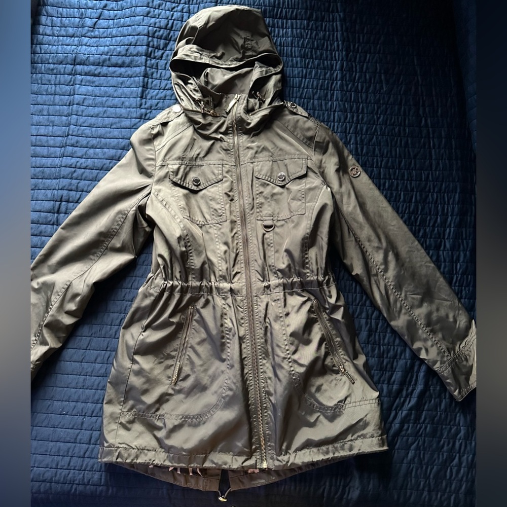 Green michael kors rain jacket